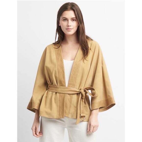 GAP Jackets & Blazers - Gap Limited Edition Belted Suede Topper Jacket, khaki SIZE L Kimono Leather Boho